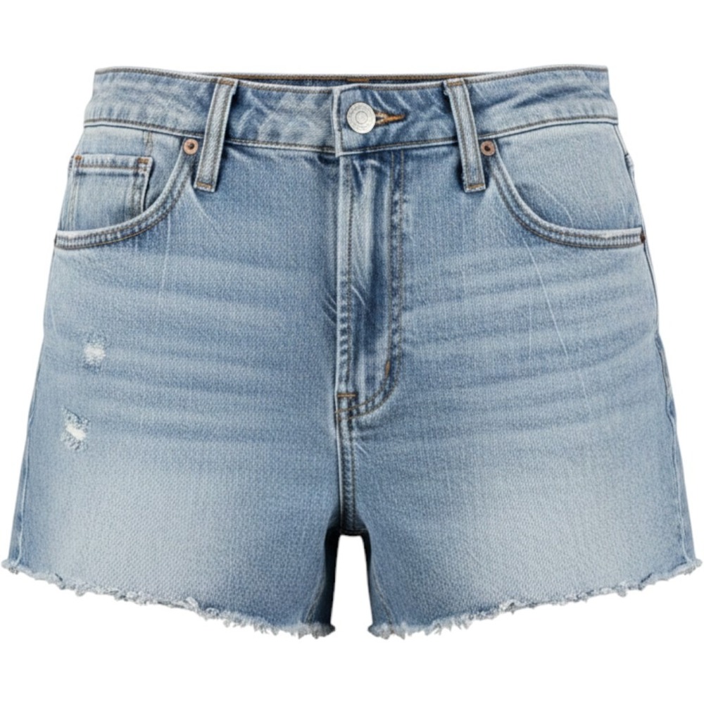Silver Denim Shorts Women 28 Blue High Rise Cut Off Distressed Summer Festival